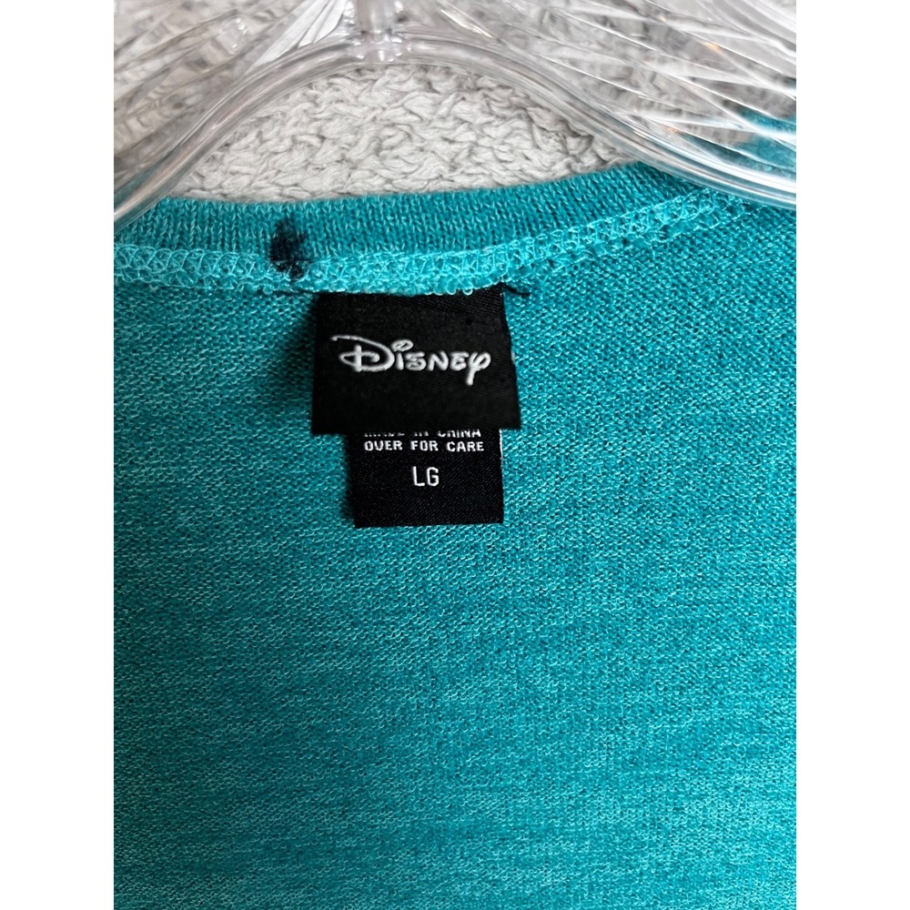 Disney Aladdin Jasmine Genie Teal Draped Open Front Cardigan Large LG Teal Black - Picture 4 of 8